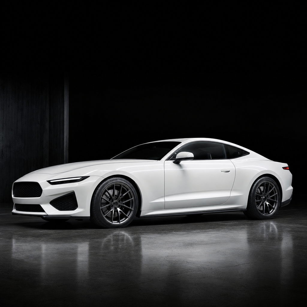 White performance car before a decal is applied