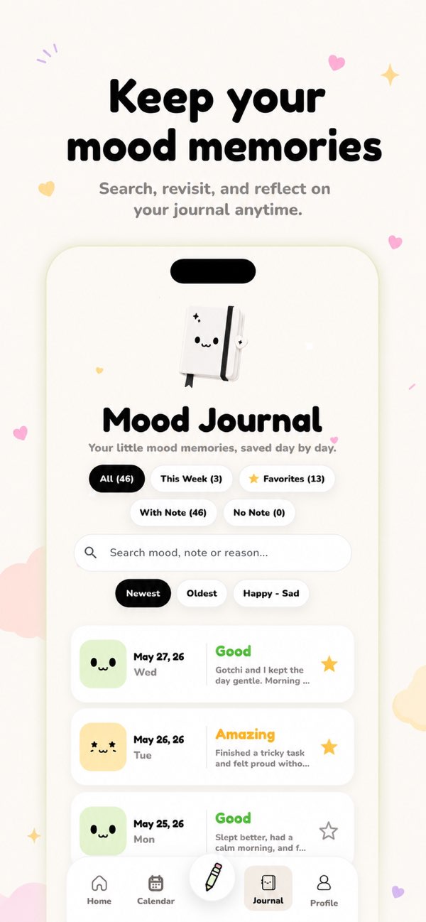 Mood memories journal screen